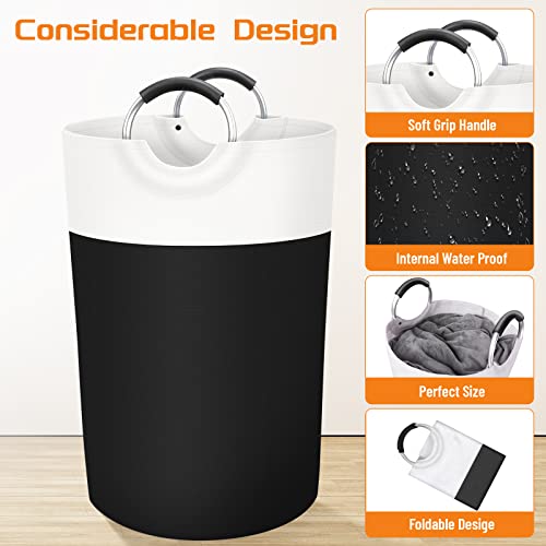 Image of BlissTotes Laundry Basket, Laundry Hamper, Collapsible Laundry Baskets, Dirty Clothes Hamper, Waterproof Laundry Basket with Foam Protected Aluminum Handles for College Dorm, Family 115L (Black) | Collapsible Dirty Clothes Hamper, Foldable Laundry Bag for Dorm, Waterproof Fabric, Padded Aluminum Handles