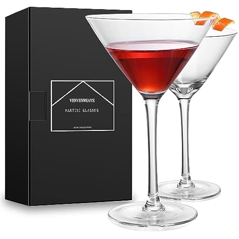 VENVENWEAVS Hand-blown Crystal Martini Glass Set Cover