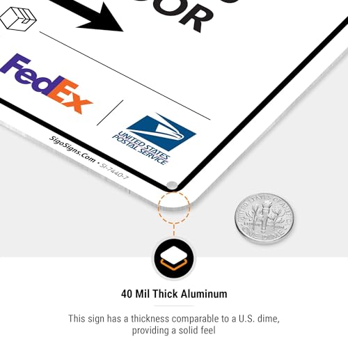 Image of Package Delivery Sign, Delivery Instructions Deliver All Package to Side Door Right Arrow Sign, 10x7 Inches, Rust Free .040 Aluminum, Fade Resistant, Made in USA