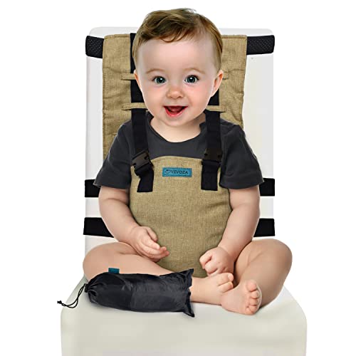Baby Portable High Chair Booster Seat With Carry Bag By Vevoza- Cloth Harness Toddler Chair Seat With Adjustable Straps To Fit Any Chair- Machine Washable Toddler Feeding/Eating Travel Seat Accessory #TOP21