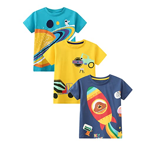 Image of Toddler Boys' Short Sleeve Tees Cotton Casual Graphic Crewneck Summer Top Clothes T-Shirts