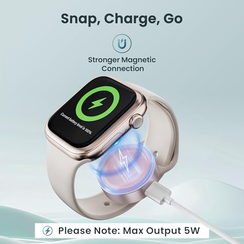 Image of Ruxely Magnetic Charger 5W for Apple Watch,Portable Wireless Fast iWatch Charger Adapter with USB C & iPhone Power Port,Short Apple Watch Charging Cable for iWatch Series 11 10 9 8,Ultra 3,42 /46 /44mm