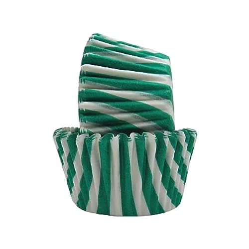 Regency Wraps Greaseproof Professional Grade Baking Cups, Pack of 40, Standard Liners, Green/White Stripe, for Cupcakes, Muffins, Candy, Non Stick