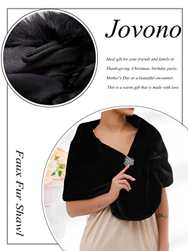 Jovono Women's Wedding Fur Wraps and Shawls Bridal Fur Stole and Scarves for Bridesmaid4
