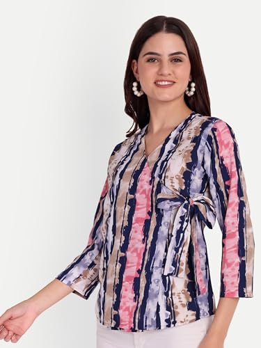 Image of FNOCKS Stylish Wrap Tie Side Top - Trendy and Comfortable | Women's Tops