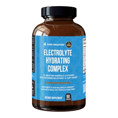 Electrolyte Hydrating Complex | Daily Hydration & Energy Support | 15 Hydration Minerals + Watermelon & Tart Cherry | 90 Capsules