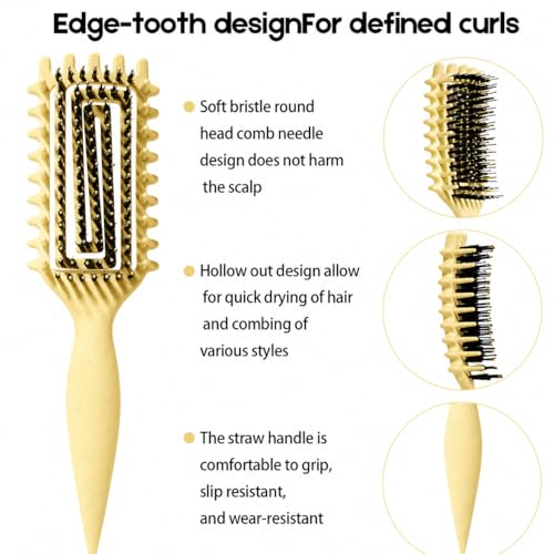 Image of Curly Hair Brush Candybrush Curl Defining Brush for Detangling Shaping and Defining Curls for Women, Men, Wet & Dry Hair (Creamy Yellow)