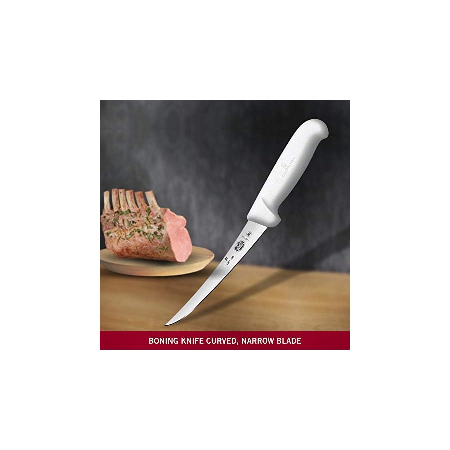 Victorinox Cutlery 6-Inch Semi-Stiff Boning Knife, Curved Blade, White Fibrox Handle