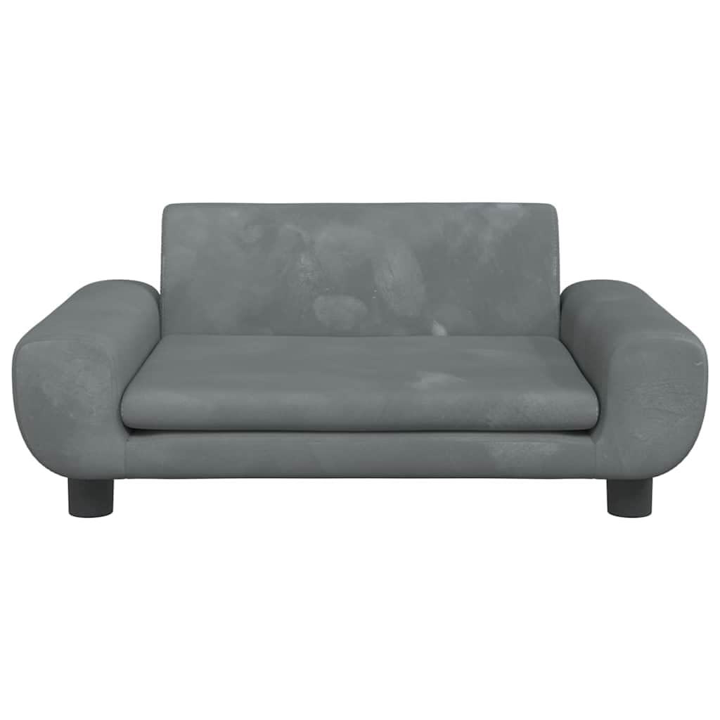 Sofa dziecięca, ciemnoszara, 70 x 45 x 33 cm, aksamitna, do pokoju dziecięcego, zestaw do siedzenia, komfortowe łóżko dziecięce, wózek do przewijania, do karmienia, łóżeczko pomocnicze