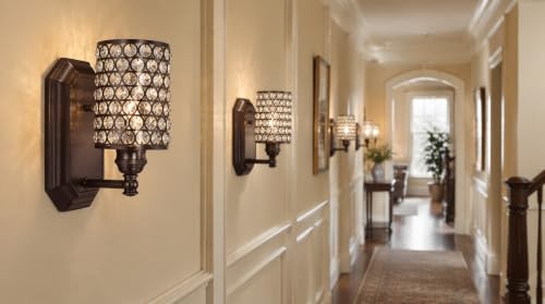 Image of 2 Pack 1 Light Polyhedral Crystal Modern Oil Rubbed Bronze Wall Sconce Light Fixture
