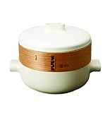 JIA Steamer Pot Steamer with Steaming Basket, 9.4 inches (24 cm), Ceramic Pot, White, Large