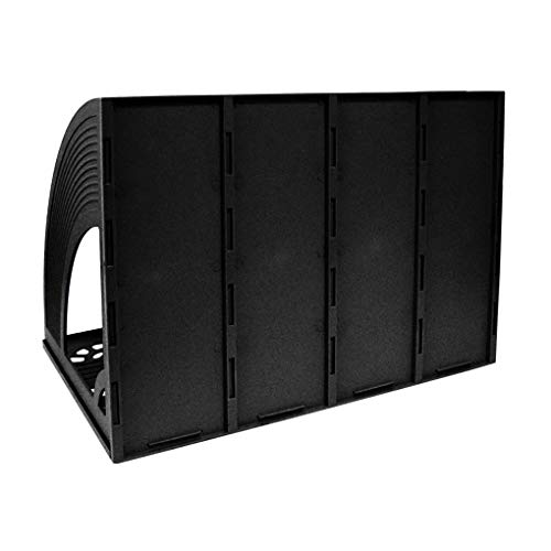 Sayeec File Holder Storage Folder 4 Compartment Standing Desktop Hollow Organizer Black File Shelf Frame Thicken Plastic Paper Notebook Magazine Bookstore For Office School Supplier Students #TOP5