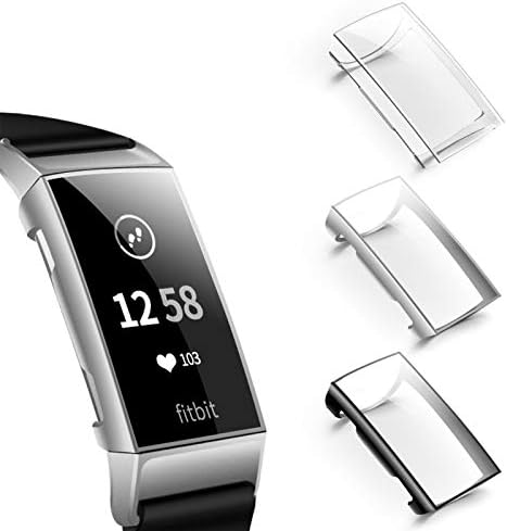 NANW Screen Protector Compatible with Fitbit Charge 4 / Charge 3, 3 Pack Soft Slim Full-Around Protective Charge 3 Case Cover Bumper for Charge 4 / Charge 3 / Charge 3 SE Smartwatch