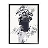 Stupell Industries Tupac Modern Portrait Abstract Pattern White, Designed by Birch&Ink Black Framed Wall Art, 16 x 20