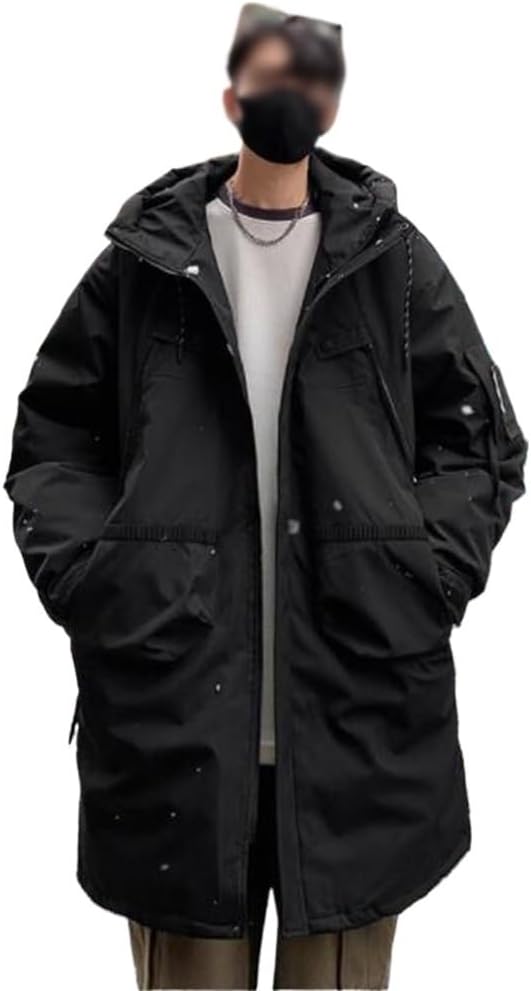 Duck Down Warm Casual Overalls Jacket In The Long Hooded Velvet Suit Men's Winter(Medium)