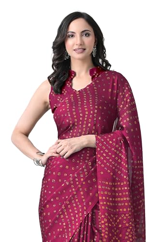Image of MIRCHI FASHION Saree for Woman Chiffon Georgette Solid with Contrast Border | Lightweight Daily Wear Women's Sari and Printed Blouse Piece