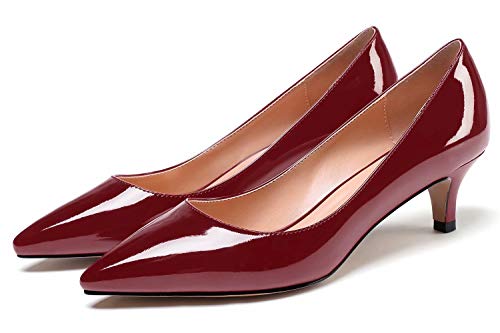 YODEKS Women's Kitten Heel Pumps Pointed Toe Low Heel Pumps Slip on Comfort Dress Shoes 2 Inches Heels for Party Wedding Dress2