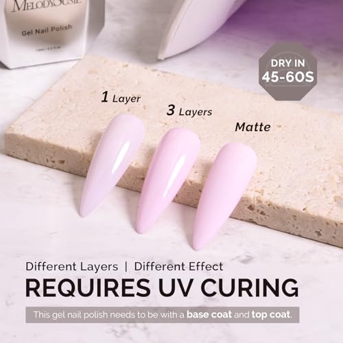 Image of MelodySusie 15ML Milky Pink Gel Nail Polish, Nails Soak Off UV LED Creamy Pink Gel Polish Gift for Women Nail Art Manicure Salon DIY Nail Design Decoration at Home-A2601