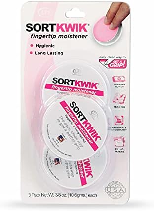 LEE 20053 Sortkwik Fingertip Moisteners, 3/8 oz, Pink (Pack of 3)