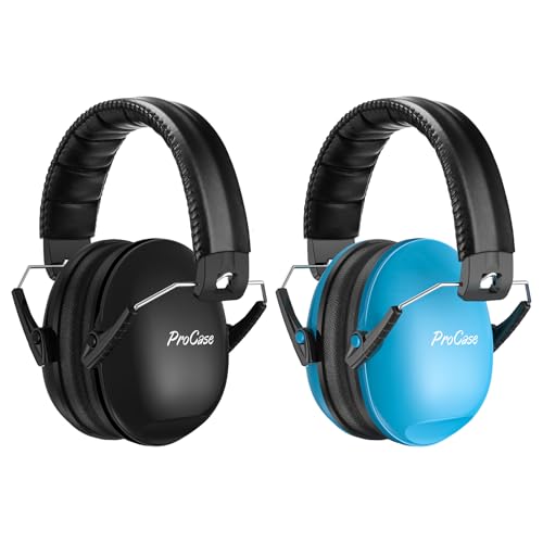 Image of ProCase Noise Cancelling Headphones for Kids Toddler, SNR 27dB Noise Reduction Ear Muffs, Hearing Protection for Monster Jam, Concerts, Fireworks, Shooting, Air Show -2 Pack, Blue & Black
