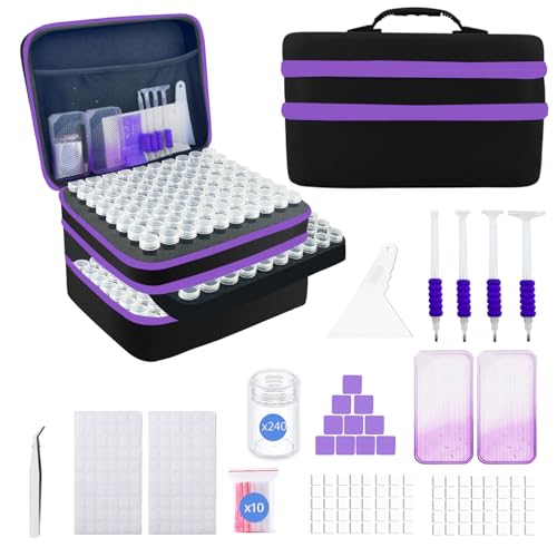 Image of 240 Slot Diamond Art Storage Box | Black Bead Organizer Case with Drill Tools, Portable Craft Box, For 5D DIY Art Kits