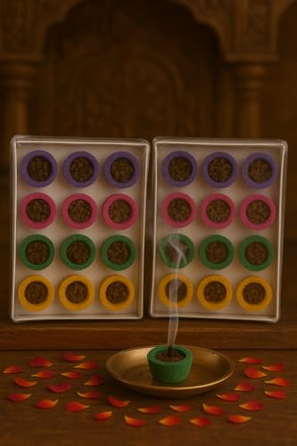Image of Colorful Dhoop Cup Set | 4 Colours & 4 Fragrances | 24 Pieces | Sambrani Dhoop Cups for Pooja | Dhoop Cup Incense for Home, Temple & Festive Rituals