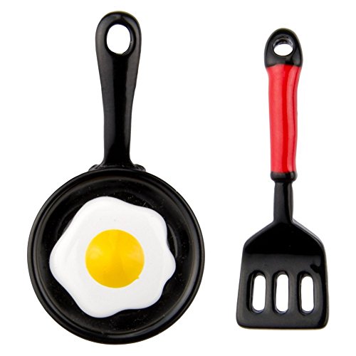 Preisvergleich Produktbild Ohrstecker Ohrring Bratpfanne und Pfannenwender Made mit Emaille von Joe Cool