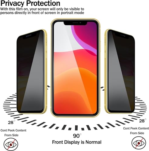 Image of Privacy Screen Protector for iPhone 11 Pro /X /XS - Pack of 2, 9H Tempered Glass, Anti-Spy, Anti-Fingerprint, Face ID Compatible, Easy Installation, Case Friendly, 5.8-Inch