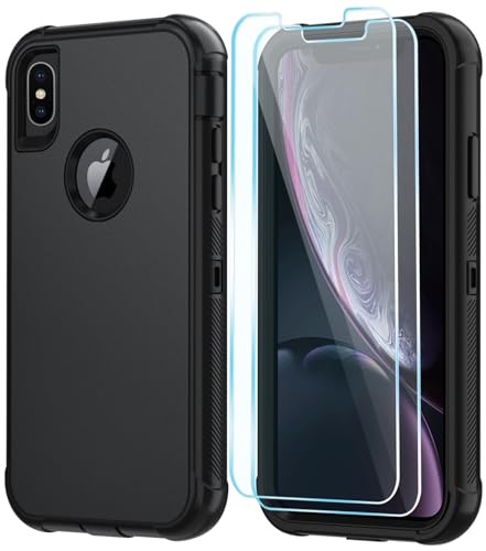 SunStory Compatible with iPhone Xs/X Case with HD Screen Protector, 3-Layer Heavy Duty Full-Body...