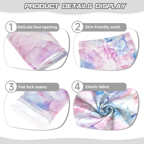 Watercolor Hydrangea Girls Casual Leggings for Kids Printed Long Pant Bottoms Stretch and Soft3