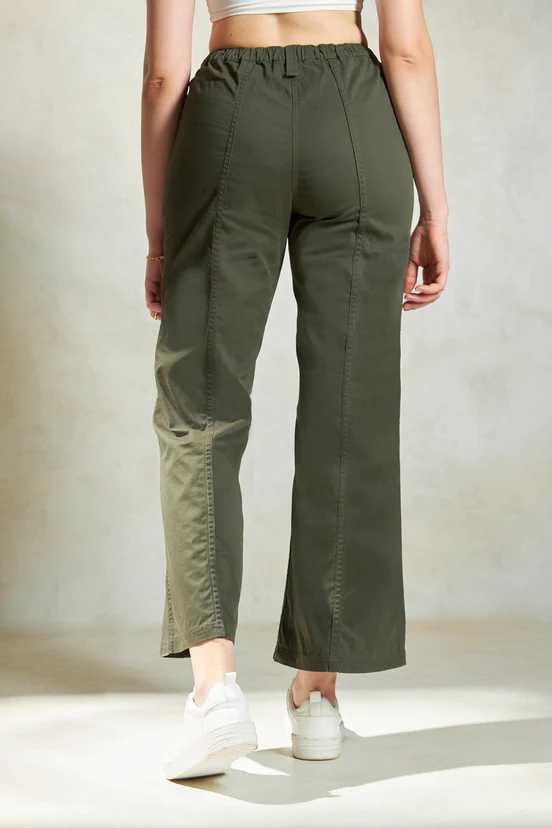 Image of GRECIILOOKS Cargo Pants For Woman | Trousers For Womans |High Waist Cotton Trouser for Women - Flared Parachute Pants with Side Pockets |Womens Cargo Pant | Elegant for College & Events (Available in Plus Size)