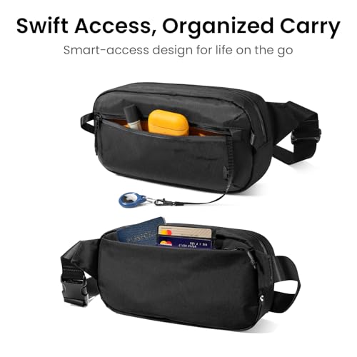 Image of tomtoc Sling Bag with RFID Blocking, X-Pac /Non X-Pac Minimalist Crossbody Chest Pack for Men and Women, Lightweight Water-Resistant Bag for Travel and Daily Commutes, X-pac Black, 3.5L, Lightweight