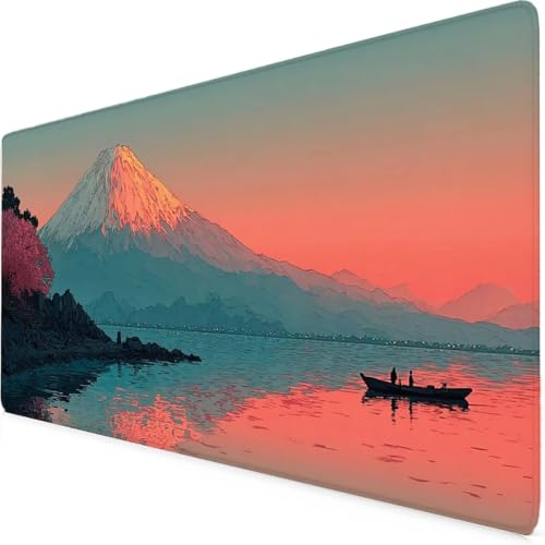 Grand tapis de souris Mont Fuji rose pour embellir votre bureau de télétravail