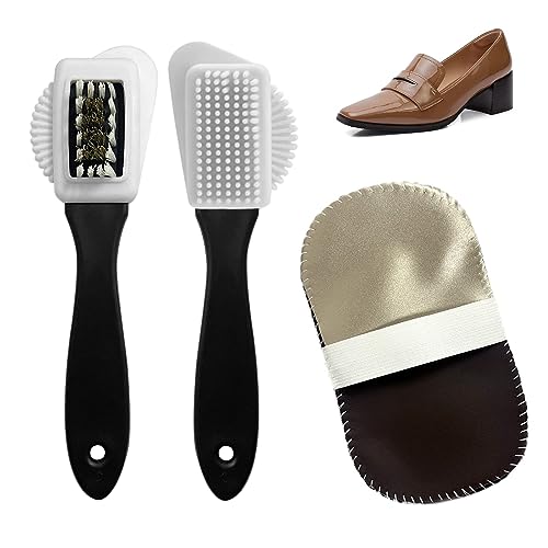 2 cepillos para limpiar zapatos de gamuza y 1 unidad, guantes de limpieza de zapatos, cepillo multifunción de 3 lados, cepillo de nailon, cepillo de fregado multifunción para limpiar raquetas de nieve