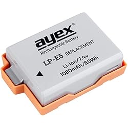 Bateria Canon 500D Ayex LP-E5 - Batería de repuesto para Canon EOS 450D, 500D y 1000D (litio)