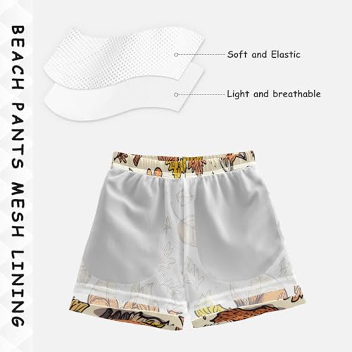 Boys Beach Board Shorts Red Fox Animal Swim Trunk Teen Swimwear 8-16Y Multicolor4