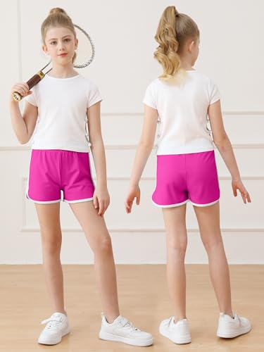 Resinta 4 Packs Girls Soccer Shorts Girls Athletic Shorts Quick Dry Workout Dolphin Kids Active Shorts4