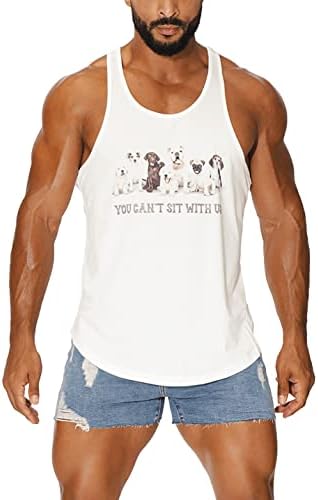 JJ Malibu Men's Fun Graphic Stringer Racerback Tank Top,Dogs,Large