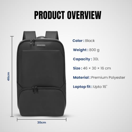 Image of LE KUEST Laptop Backpack | Unisex | Fits Laptop upto 16 Inch | Premium Water-Resistant Polyester | Built-in Trolley Strap | For office & Travel