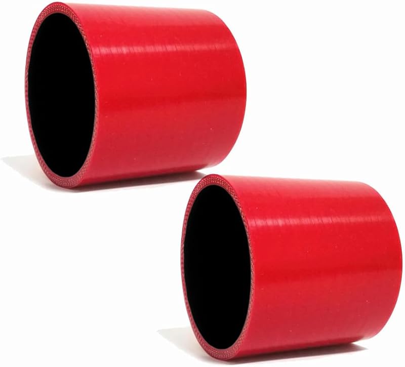 Mangote reto de silicone reforçado AotoKoop para intercooler, 3 polegadas – Vermelho, pacote com 2