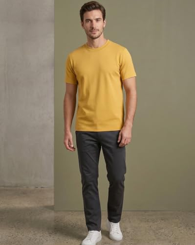Image of NOBERO 100% Cotton T Shirts for Men Stylish | Regular Fit | Solid T Shirts for Men 180 GSM Combed Cotton | Round Neck Half Sleeve