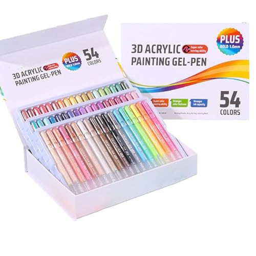 Langou 3D Acrylic Gel Pens 54 Colors for Art & Crafts