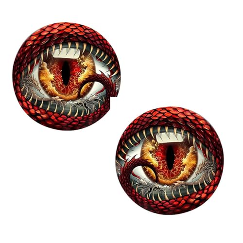 Image of 2 PCS Car Beast Eyes Decals, 3D Stereo Beast Eyes Stickers, Waterproof J-eep Round Light Decal, Cool Beast Eyes Light Decoration Stickers, Suitable for Wrangler and Most Cars (Red Animal Eyes)