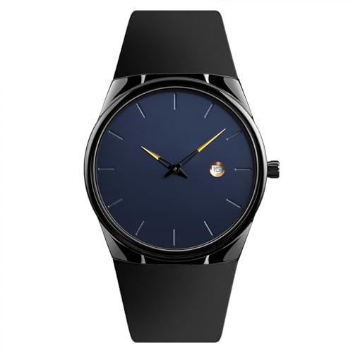 Montre à quartz décontractée BESTKANG pour homme avec bracelet en silicone noir et dateur