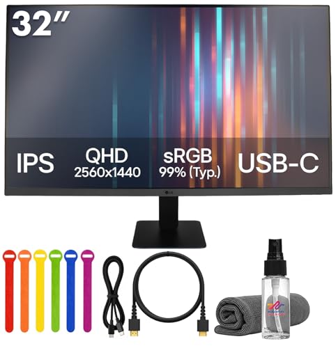 Image of LG 32U631A-B 32 inch QHD (2560x1440) Monitor Bundle | IPS Display, 100Hz Refresh Rate, 5ms Response, HDR10, Reader Mode, Flicker Safe, USB-C, HDMI & Adjustable Tilt + USB-C Cable + Cable Ties + More