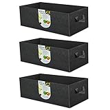 ANGELIOX Paquete de 3 bolsas de cultivo de 300 g de tela gruesa para jardín, maceta cuadrada de flores, contenedores para patata, zanahoria, cebolla, taro, plantas con asas (503020 cm)