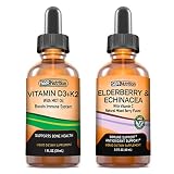 SBR Nutrition D3+K2 and Elderberry Bundle Vitamin D3K2 (MK7) Liquid Drops, Peppermint,1oz | Elderber