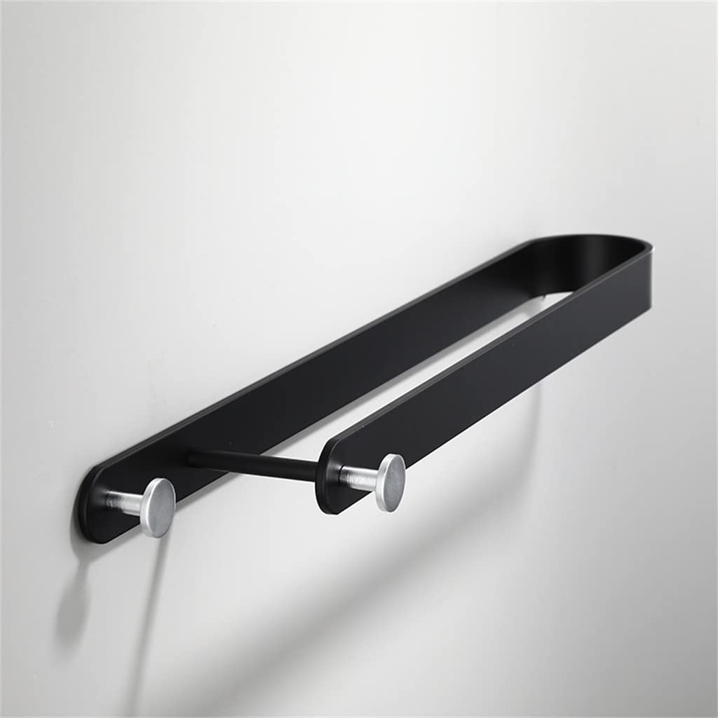 GLETSF Towel Rails, Nordic Single And Double Towel Rack Bathroom Black Towel Rack Free Punch Toilet Rack-Svart-35cm