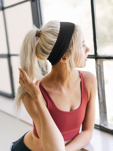 DRESHOW 6cm Wide Black Headband for Women Men Stretchy Head Band Gym Exercise Yoga Headbands for Women's Hair - Image 3