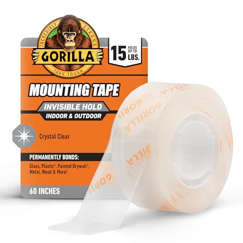 Gorilla Tough & Clear; Double Sided Mounting Tape; Weatherproof; 1' x 60'; Clear; (Pack of 1)